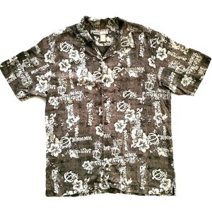 𝅺3/$20 White Sierra Hawaiian Style Button-Up Shirt